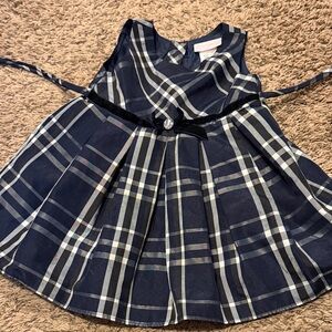 Youngland Navy Plaid Kids Dress with Belt